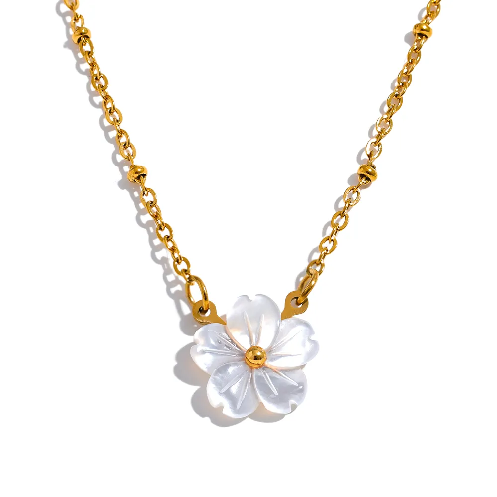 Collar con Colgante Flor Natural Shell Premium